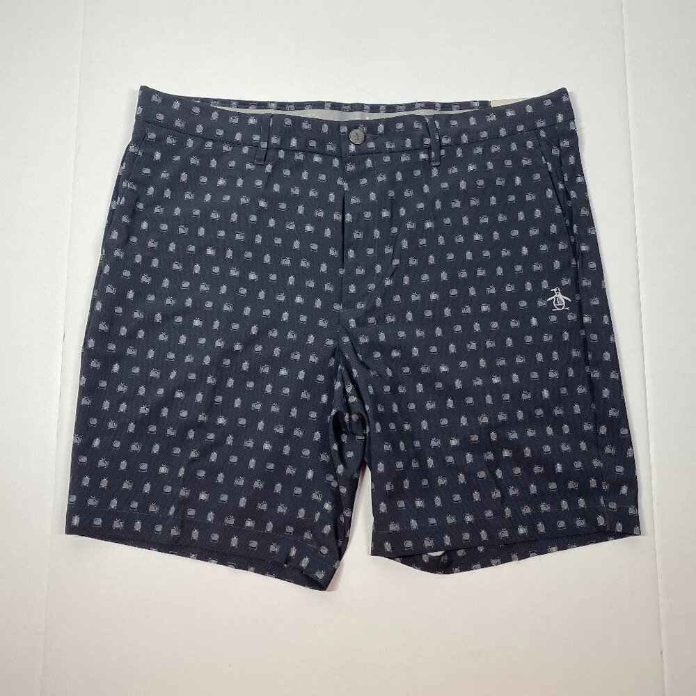 NWT Original Penguin Retro Television Print Microfiber Shorts - 8" inseam
